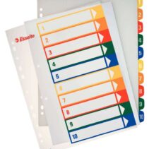 Esselte Indice Proyectos Imprimibles Tipo 1-10 Multicolor - Tamaño A4 Maxi - Material PP Rigido 300 Micras