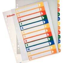 Esselte Indice para Proyectos Imprimible A4 Maxi Tipo 1-12 Multicolor - Multitaladro - Material PP Rigido 300 Micras