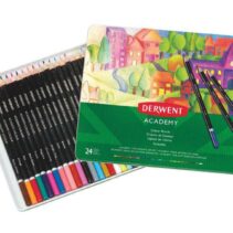 Derwent Academy Pack de 24 Lapices de Colores de Gran Calidad - Transferencia de Color Perfecta - Cuerpos de Madera Natural - Colores Surtidos