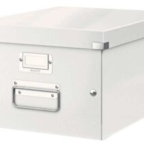 Leitz Caja Almacenaje Mediana Click & Store Wow - Montaje Rapido y Sencillo - Asas de Metal - Carton Blanco - Efecto Wow