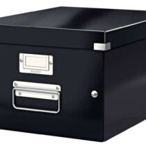 Leitz Caja Almacenaje Mediana Click & Store Wow - Montaje Rapido y Sencillo - Asas de Metal - Carton Negro - Efecto Wow