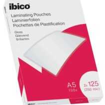 Ibico Caja de 100 Laminas de Plastificar Gloss A5 125 Micras - Acabado Cristalino de Alto Brillo - Plastifica Papel