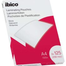 Ibico Caja de 100 Laminas de Plastificar Gloss A4 125 Micras - Acabado Cristalino de Alto Brillo - Plastifica Papel