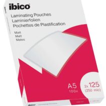 Ibico Caja de 100 Laminas de Plastificar Mate A5 125 Micras - Superficie Mate - Plastifica Papel