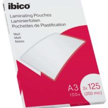 Ibico Caja de 100 Laminas de Plastificar Mate A3 125 Micras - Superficie Mate - Plastifica Papel