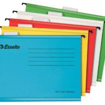 Esselte Classic A4 Carpeta Colgante Reforzada - Pack de 10 - 10 Veces Mas Resistente - Colores Brillantes - Visores de Plastico Transparente - Etiquetas Blancas - 100% Carton Kraft Reciclado - Surtidos