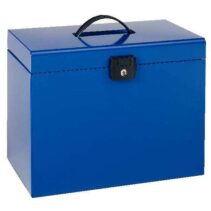 Esselte Home-Box A4 Maletin Metalico - con 5 Carpetas - Azul - con Asa y Cerradura con Llave