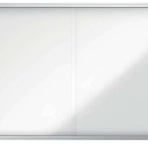 Nobo Vitrina Interior para 18 Hojas A4 con Superficie Magnetica y Puerta Deslizante - 997x1412x54mm - Superficie Blanca Metalica y Magnetica de Borrado en Seco - Marco de Aluminio - Puertas de Cristal de Seguridad - Color Blanco