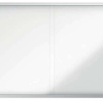 Nobo Vitrina Interior para 27 Hojas A4 con Superficie Magnetica y Puerta Deslizante - 997x2072x54mm - Marco de Aluminio - Puertas de Cristal de Seguridad - Cerradura y Llaves Incluidas - Color Blanco