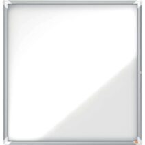 Nobo Vitrina Exteriores 12 Hojas A4 Superficie Blanca Magnetica 45mm - Seguridad Aluminio - Cristal Deslizante 4mm - Resistente Intemperie - Blanco Metalico