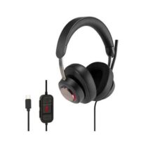 Kensington H2000 Auriculares Circumaurales con Microfono USB-C - Diadema Ajustable - Almohadillas de Gel con Efecto Refrescante - Cancelacion de Ruido - Cable Trenzado de 1.80m - Incluye Bolsa de Transporte - Color Negro