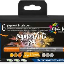 Staedtler 371 Pack de 6 Rotuladores Punta de Pincel Suave - Colores Vivos y Brillantes - No Amarillea con el Paso del Tiempo - Nueva Tinta Multi Ink - Pigmentos de Primera Calidad - Colores Grises/Caramelo Surtidos