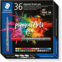 Staedtler 371 Pack de 36 Rotuladores Punta de Pincel Suave - Colores Vivos y Brillantes - No Amarillea con el Paso del Tiempo - Nueva Tinta Multi Ink - Pigmentos de Primera Calidad - Colores Surtidos