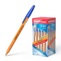 Erichkrause Boligrafo R-301 Naranja Stick 0.7 - Cuerpo Hexagonal Opaco - Punta de 0.7mm - Tinta de Secado Rapido - Color Azul