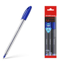 Erichkrause Pack de 3 Boligrafos U-108 Classic Stick 1.0 - Ultra Glide Technology - Color Azul