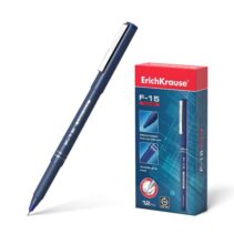 Erichkrause Boligrafo F-15 de Trazo Fino - Clip Metalico - Conviene para Cualquier Tipo de Papel - Cuerpo Opaco Redondo - Color Azul