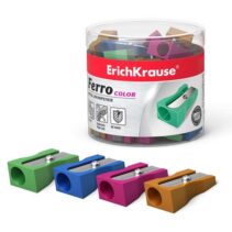 Erichkrause Ferro Color - Sacapuntas de Aluminio con Agarre Ergonomico - Orificio de 8mm - Cuchilla de Acero al Carbono - Surtido de Colores Brillantes