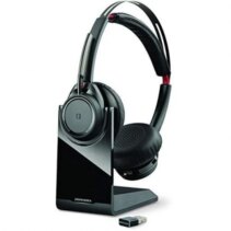 Plantronics/Poly Voyager Focus UC B825 Auriculares con Microfono Bluetooth 4.0 - Alcance hasta 30m - Autonomia hasta 12h - Base de Carga - Color Negro