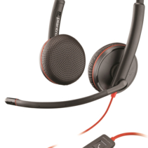 Plantronics/Poly Blackwire C3225 Auriculares con Microfono USB/Jack 3.5mm - Almohadillas Acolchadas - Controles en Cable - Color Negro