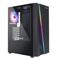 Unykach Glayze Caja Torre ATX - Iluminacion ARGB - Ventana Lateral Cristal Templado - USB-A 2.0/3.2 y Audio - 1 Ventilador 120mm RGB Instalado - Color Negro