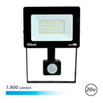 Elbat Foco LED con Sensor de Movimiento - Potencia: 20W - Lumenes: 1900 - Luz Fria 6.500K - Vida Util: 30.000 - 50.000 Horas - Angulo 120º - Proteccion IP44 - Distancia de Deteccion: 5 a 12 Metros