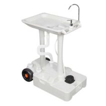 Muvip Carrito de Lavabo Portatil - Capacidad 30 Litros - Diseño de Montaje Rapido - Incorpora Colgador para Toalla - Color Blanco