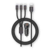 TechOneTech Cargador de Coche 2x USB-A + Cable 3 en 1 MicroUSB