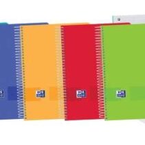 Oxford Europeanbook 8 Live & Go Pack de 5 Cuadernos Espiral Formato A4+ Cuadriculado 5x5mm - 160 Hojas Microperforadas con 4 Taladros - Tapa de Plastico - 8 Bandas de Color - Colores Surtidos