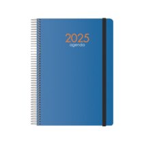 Dohe Syncro Agenda Anual - Dia Pagina - Cubierta de Plastico - Sabado y Domingo misma Pagina - Cierre con Goma Elastica - Tamaño 15x21cm - Color Azul