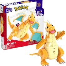 Mattel Mega Construx Wonder Builders Pokemon Dragonite - Figura de Construccion - Tamaño 19cm aprox. - 387 Piezas