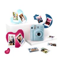 Fujifilm Pack Best Memories Instax Mini 12 Pastel Blue Camara Instantanea + Film Instax Mini 10ud. + 3 Portafotos - Tamaño de Imagen 62x46mm - Flash Auto - Exposicion Automatica - Mini Espejo para Selfies - Modo Primer Plano