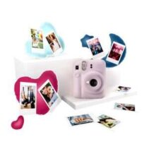 Fujifilm Pack Best Memories Instax Mini 12 Lilac Purple Camara Instantanea + Film Instax Mini 10ud. + 3 Portafotos - Tamaño de Imagen 62x46mm - Flash Auto - Exposicion Automatica - Mini Espejo para Selfies - Modo Primer Plano