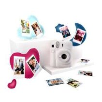 Fujifilm Pack Best Memories Instax Mini 12 Clay White Camara Instantanea + Film Instax Mini 10ud. + 3 Portafotos - Tamaño de Imagen 62x46mm - Flash Auto - Exposicion Automatica - Mini Espejo para Selfies - Modo Primer Plano