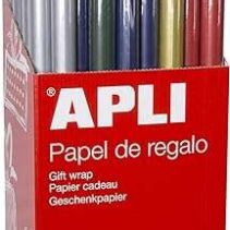 Apli Expositor de 55 Rollos de Papel Regalo Kraft - 11 Rollos por Color - Medidas del Rollo 0.70x2m - Colores Azul Oscuro