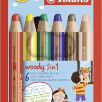 Stabilo Woody 3 en 1 Pack de 6 Lapices de Colores - Lapiz de Color