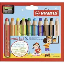 Stabilo Woody 3 en 1 Pack de 10 Lapices de Colores + Sacapuntas - Lapiz de Color