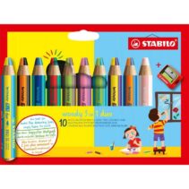 Stabilo Woody 3 en 1 Duo Pack de 10 Lapices de Colores + Sacapuntas - Mina 2 Colores XXL 10mm - Lapiz de Color