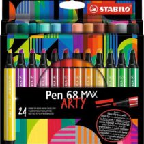 Stabilo Pen 68 MAX Arty Pack de 24 Rotuladores - Punta de Fibra Biselada - Trazo entre 1-5mm aprox. - Tinta a Base de Agua - Colores Surtidos