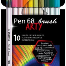 Stabilo Pen 68 Brush Arty Pack de 10 Rotuladores - Punta de Pincel - Tinta a Base de Agua - Colores Surtidos