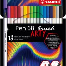 Stabilo Pen 68 Brush Arty Pack de 18 Rotuladores - Punta de Pincel - Tinta a Base de Agua - Colores Surtidos