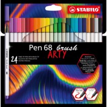 Stabilo Pen 68 Brush Arty Pack de 24 Rotuladores - Punta de Pincel - Tinta a Base de Agua - Colores Surtidos