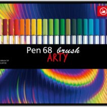 Stabilo Pen 68 Brush Arty Caja Metalica de 30 Rotuladores - Punta de Pincel - Tinta a Base de Agua - Colores Surtidos