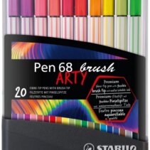 Stabilo Pen 68 Brush Arty Caja de Plastico Rigida con 30 Rotuladores - Punta de Pincel - Tinta a Base de Agua - Colores Surtidos