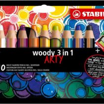 Stabilo Woody 3 en 1 Arty Pack de 10 Lapices de Colores + Sacapuntas - Lapiz de Color