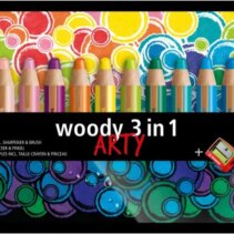 Stabilo Woody 3 en 1 Arty Pack de 18 Lapices de Colores + Sacapuntas + Pincel - Lapiz de Color