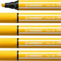 Stabilo Pen 68 MAX Rotulador - Punta de Fibra Biselada - Trazo entre 1-5mm aprox. - Tinta a Base de Agua - Color Amarillo