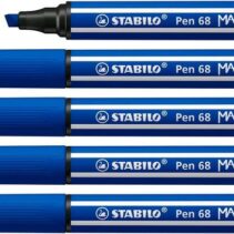 Stabilo Pen 68 MAX Rotulador - Punta de Fibra Biselada - Trazo entre 1-5mm aprox. - Tinta a Base de Agua - Color Azul Marino