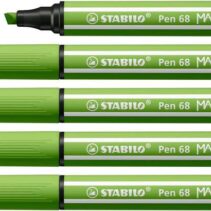 Stabilo Pen 68 MAX Rotulador - Punta de Fibra Biselada - Trazo entre 1-5mm aprox. - Tinta a Base de Agua - Color Verde Claro