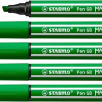 Stabilo Pen 68 MAX Rotulador - Punta de Fibra Biselada - Trazo entre 1-5mm aprox. - Tinta a Base de Agua - Color Verde