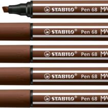 Stabilo Pen 68 MAX Rotulador - Punta de Fibra Biselada - Trazo entre 1-5mm aprox. - Tinta a Base de Agua - Color Marron